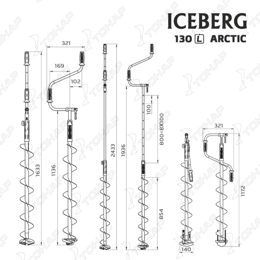 картинка Ледобур ТОНАР ICEBERG-ARCTIC 130L-1900 v3.0 левое вращение