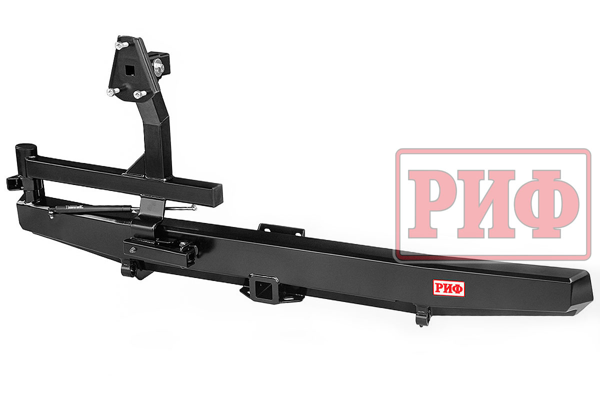 картинка Бампер задний РИФ УАЗ Буханка с квадратом под фаркоп, калиткой (слева), подсветкой номера, стандарт