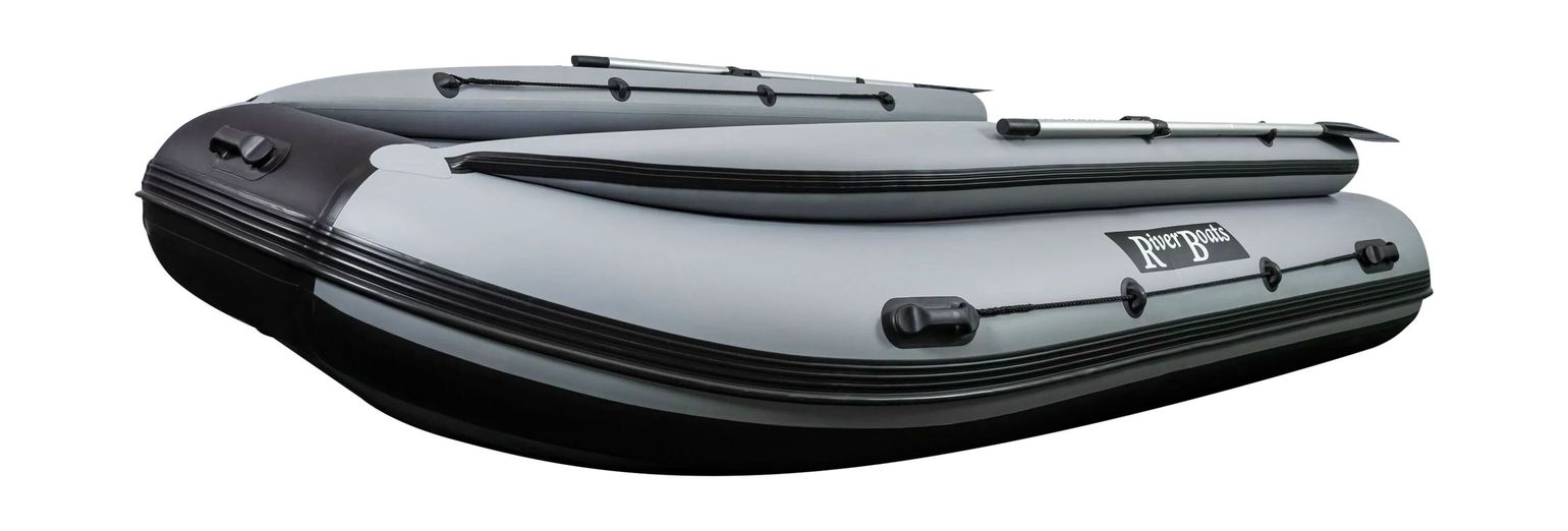 картинка Надувная лодка ПВХ, RiverBoats RB 410 НДНД, ф/б, черно-серый