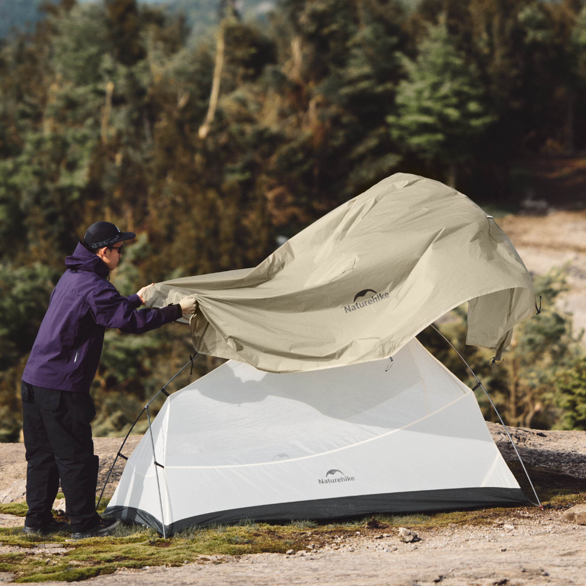 картинка Палатка Naturehike Cloud Up Pro Si 1-местная, алюминиевый каркас, сверхлегкая, хаки