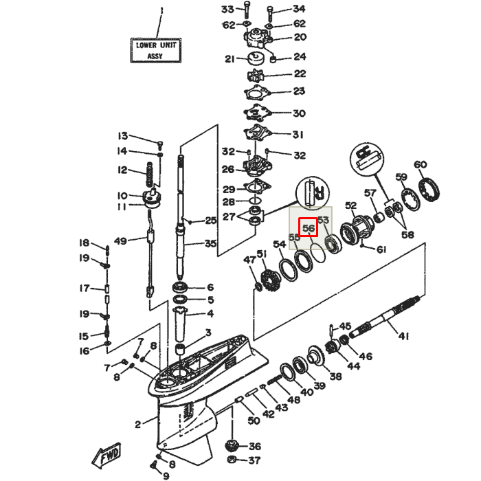 картинка Кольцо уплотнительное обоймы гребного вала Yamaha 40-70 (93210-66M98) (Omax2)