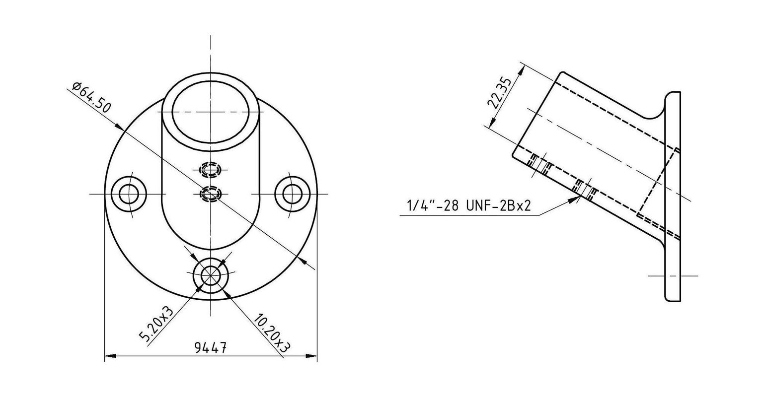 картинка Основание стойки леера 7/8"(22,2 мм), 60 град, круглое