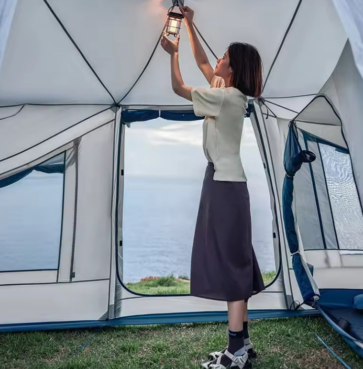 картинка Палатка Naturehike Lingfeng Air 12.0 2-местная, быстросборная, надувной каркас, бело-голубая