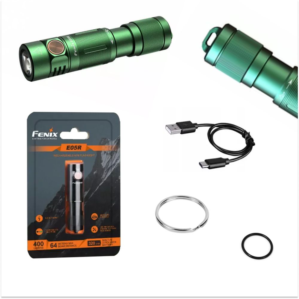 картинка Фонарь Fenix E05R зелёный, E05RGR