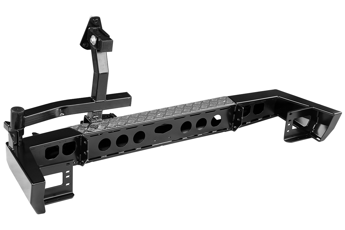картинка Бампер задний РИФ УАЗ Патриот 2015+ c фонарями и калиткой без фаркопа, лифт 65мм