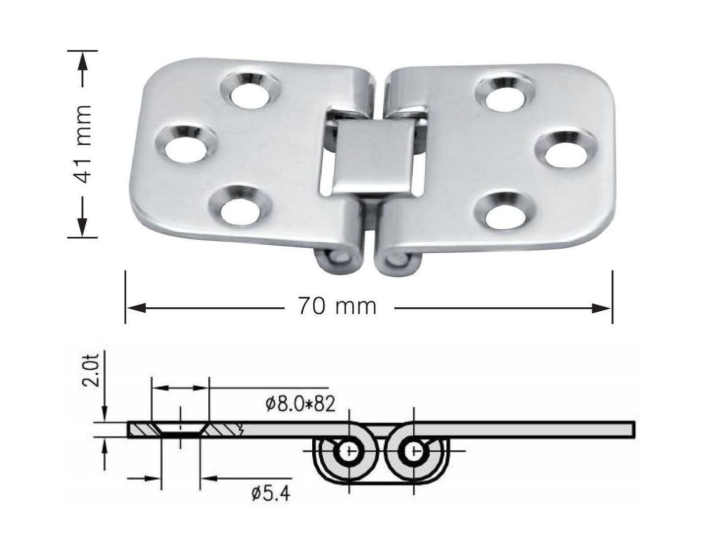 картинка Петля 70х41 мм, нержавеющая, Marine Rocket