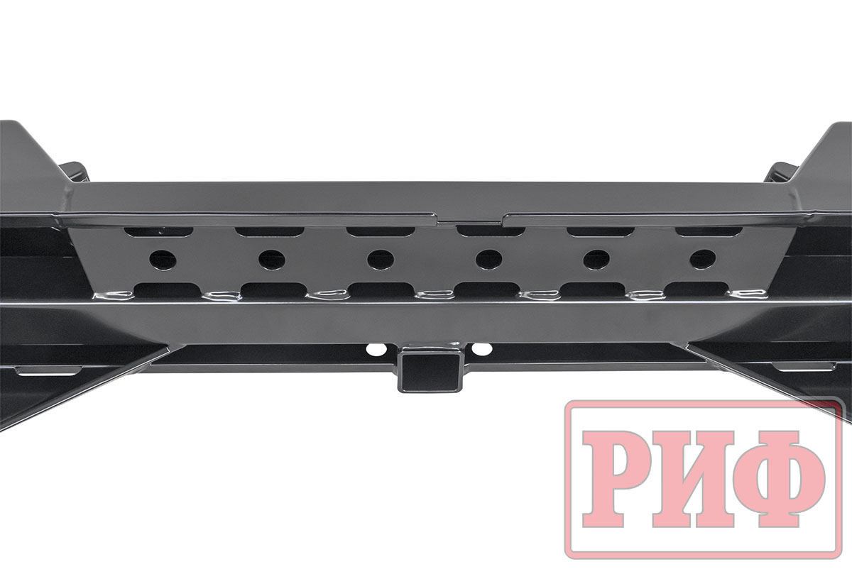 картинка Бампер задний РИФ Mitsubishi L200 2019+ с квадратом под фаркоп и фонарями