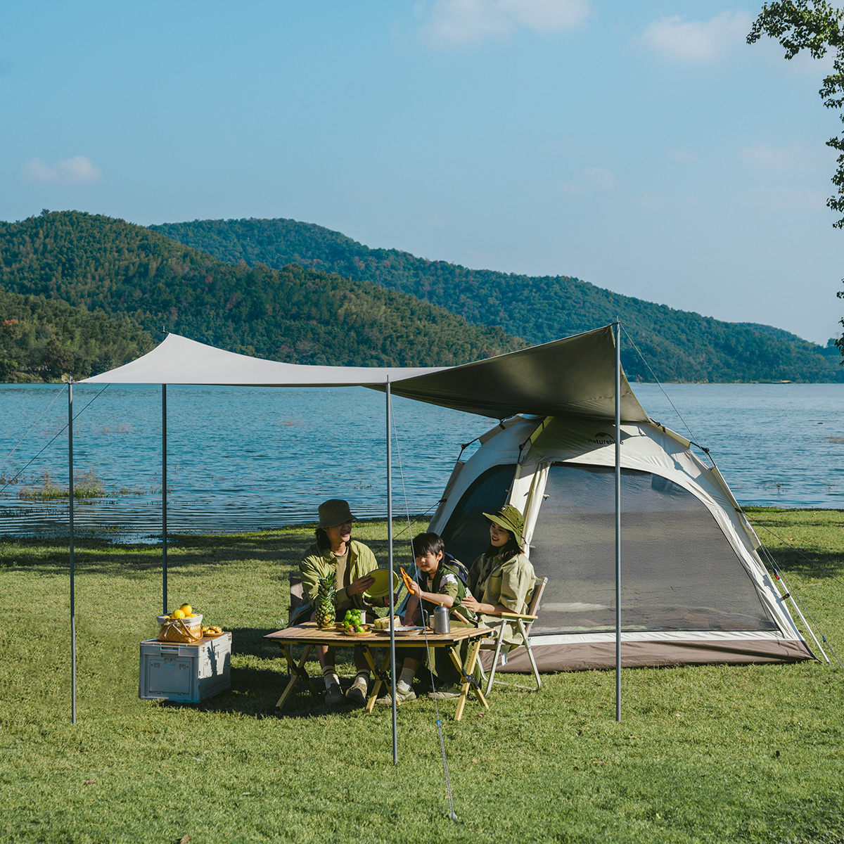 Палатка Naturehike Ango Automatic CNK2550WS010 четырехместная, c навесом, серая