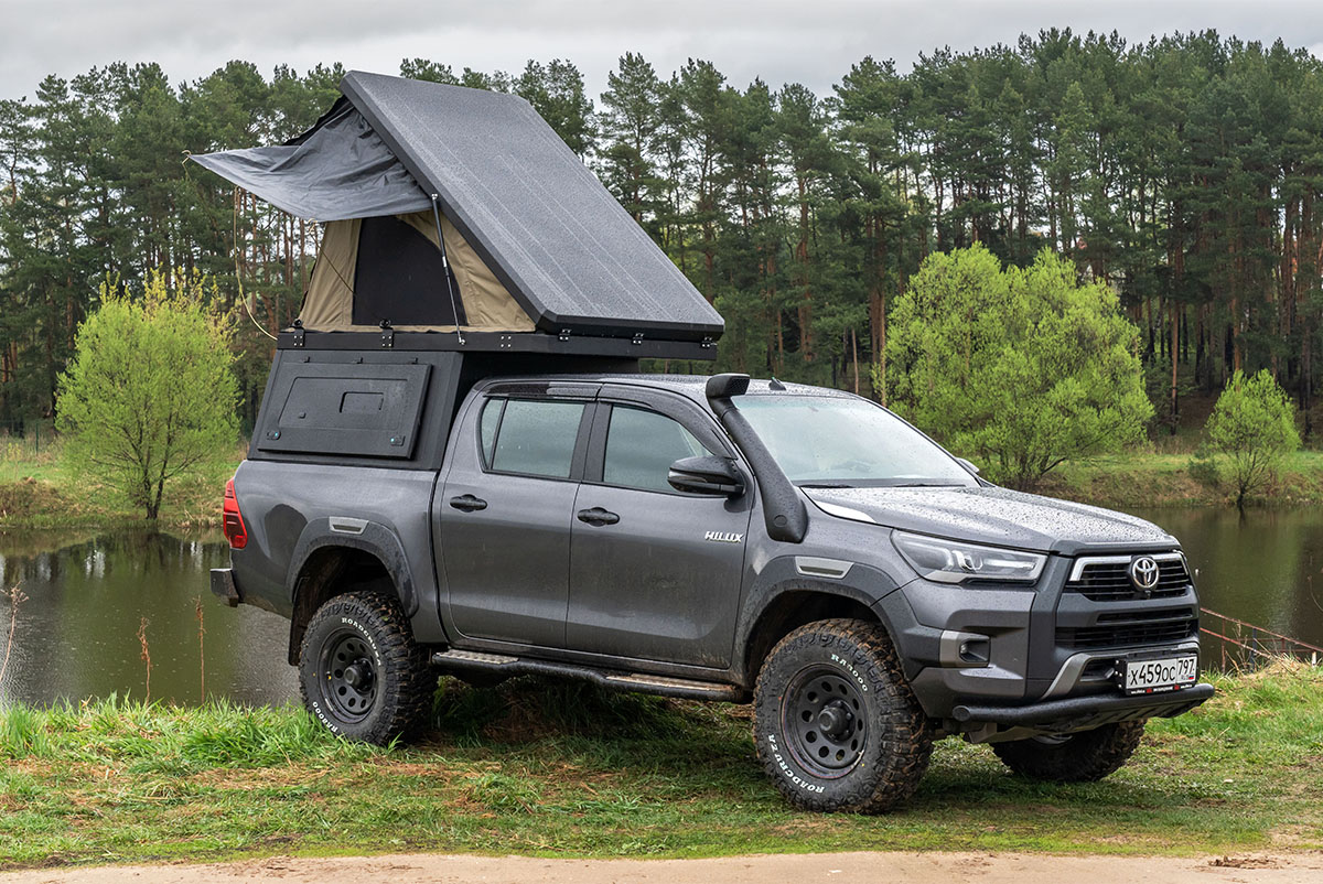 Кунг алюминиевый Toyota Hilux 2015+ с интегрированной палаткой PINGWEI