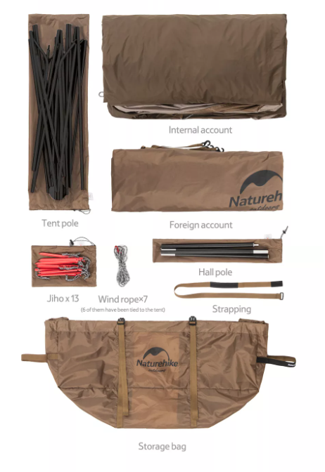 картинка Палатка Naturehike Hexagon шестиугольная 4-местная, алюминиевый каркас, песочный