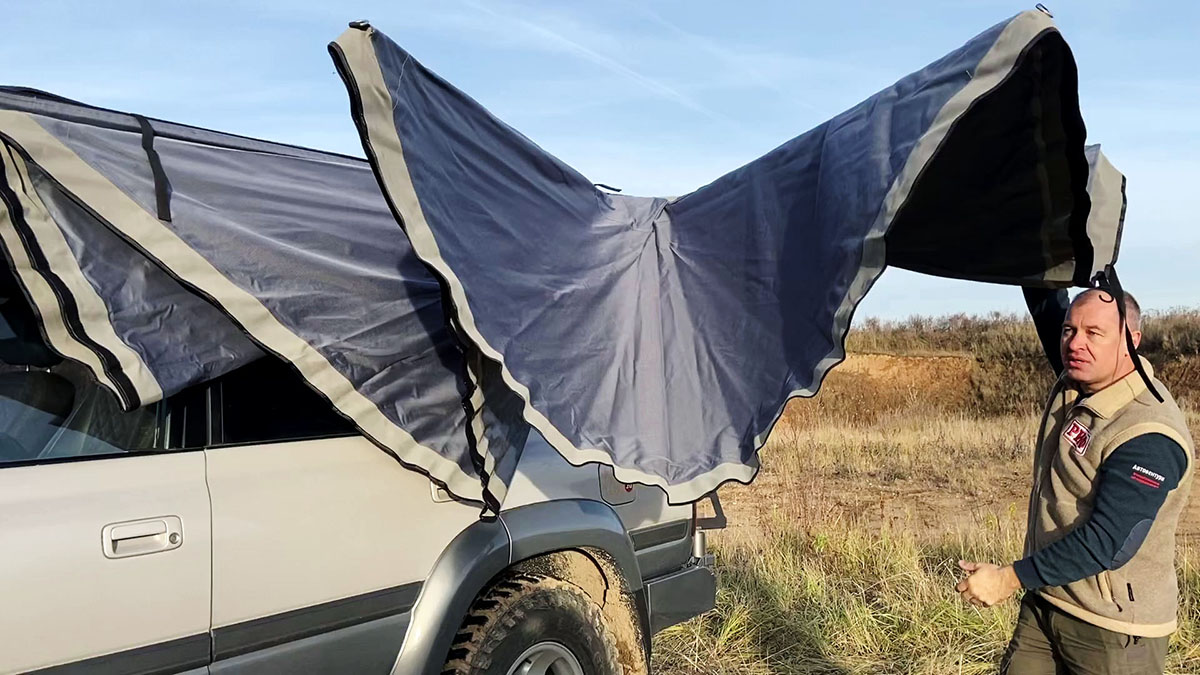 картинка Маркиза автомобильная РИФ веерная, безопорная 2х2,3 м (левая)