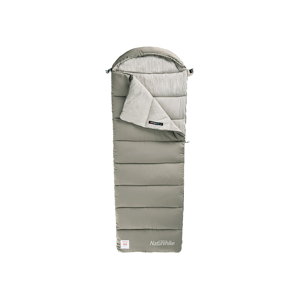 картинка Ультралёгкий спальный мешок Naturehike NH20MSD02 M300 хлопковый с капюшоном весна осень зеленый, молния слева