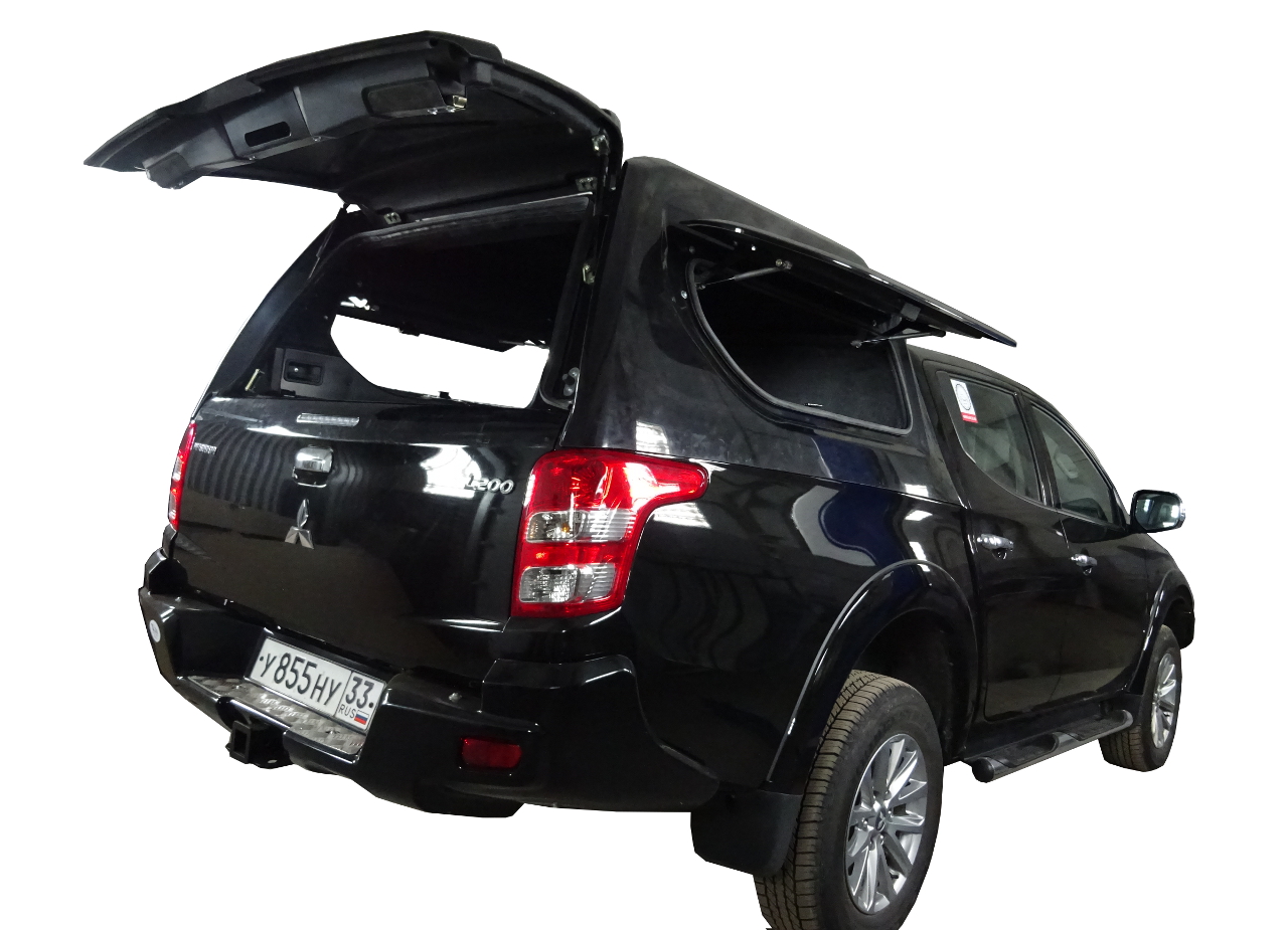 картинка Крышка (кунг) кузова для Mitsubishi L200 (двойная кабина) (2015-2019)/Fiat Fullback (двойная кабина) (2016-) (3 двери) (чёрная) АВС-Дизайн ABC.MCCL200