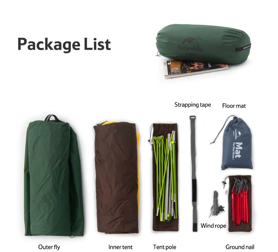 картинка Палатка Naturehike Star-river 2-местная, алюминиевый каркас, сверхлегкая, зеленая