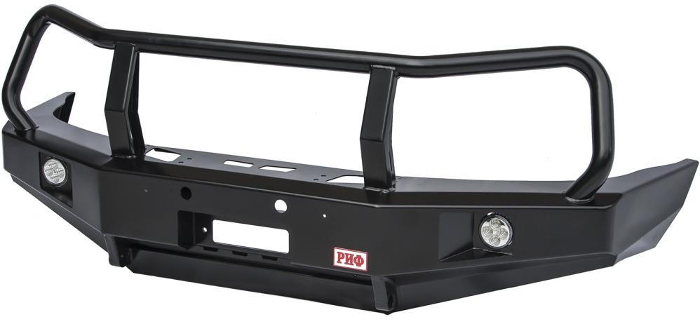 картинка Бампер РИФ силовой передний УАЗ Патриот 2005+ с доп. фарами и защитной дугой (под парктроник)