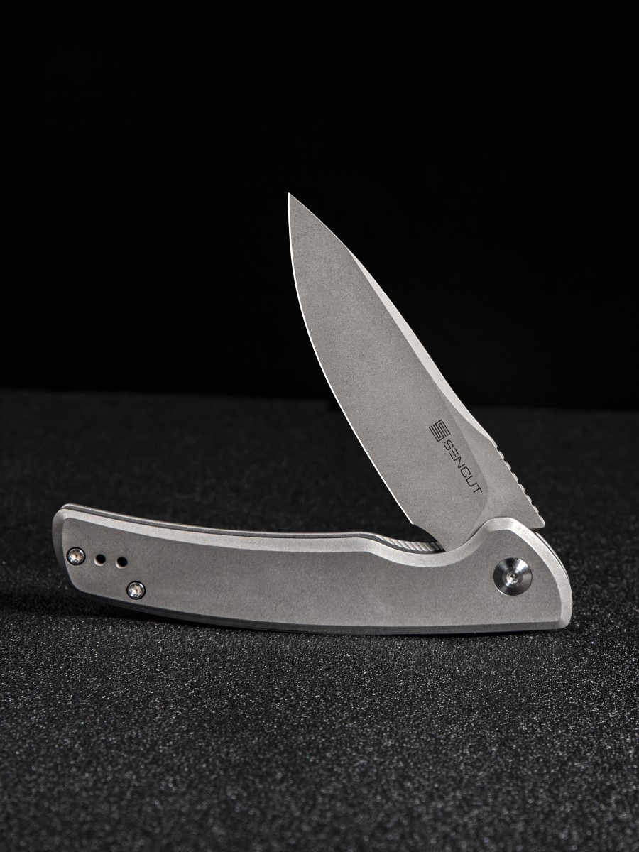 картинка Складной нож SENCUT Tynan 10Cr15CoMoV Steel Gray Stonewashed Handle Stainless Gray