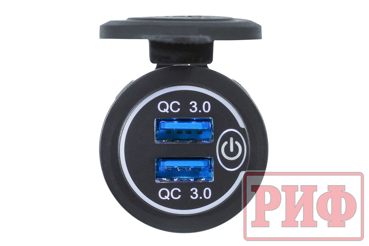 картинка Розетка USB 2 QC 3.0 34x37х54	