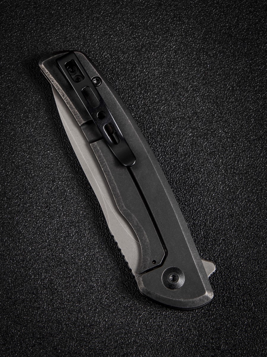 картинка Складной нож SENCUT Tynan 10Cr15CoMoV Steel Gray Stonewashed Handle Stainless Black