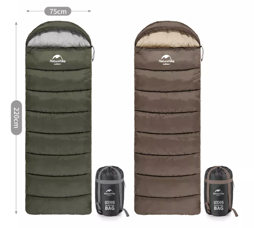 Мешок спальный Naturehike U150, 220х75 см, (ТК: +11C), левый, коричневый