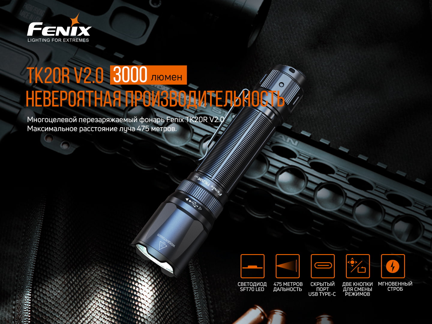 картинка Фонарь Fenix TK20R  V2.0, TK20RV20