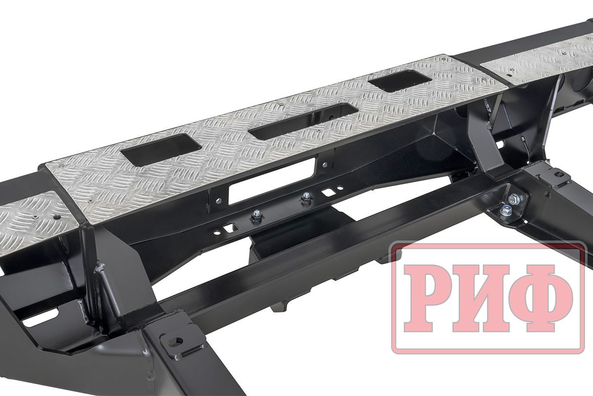 картинка Бампер задний РИФ для ГАЗ Соболь с площ. под лебёдку, квадратом под фаркоп и фонарями