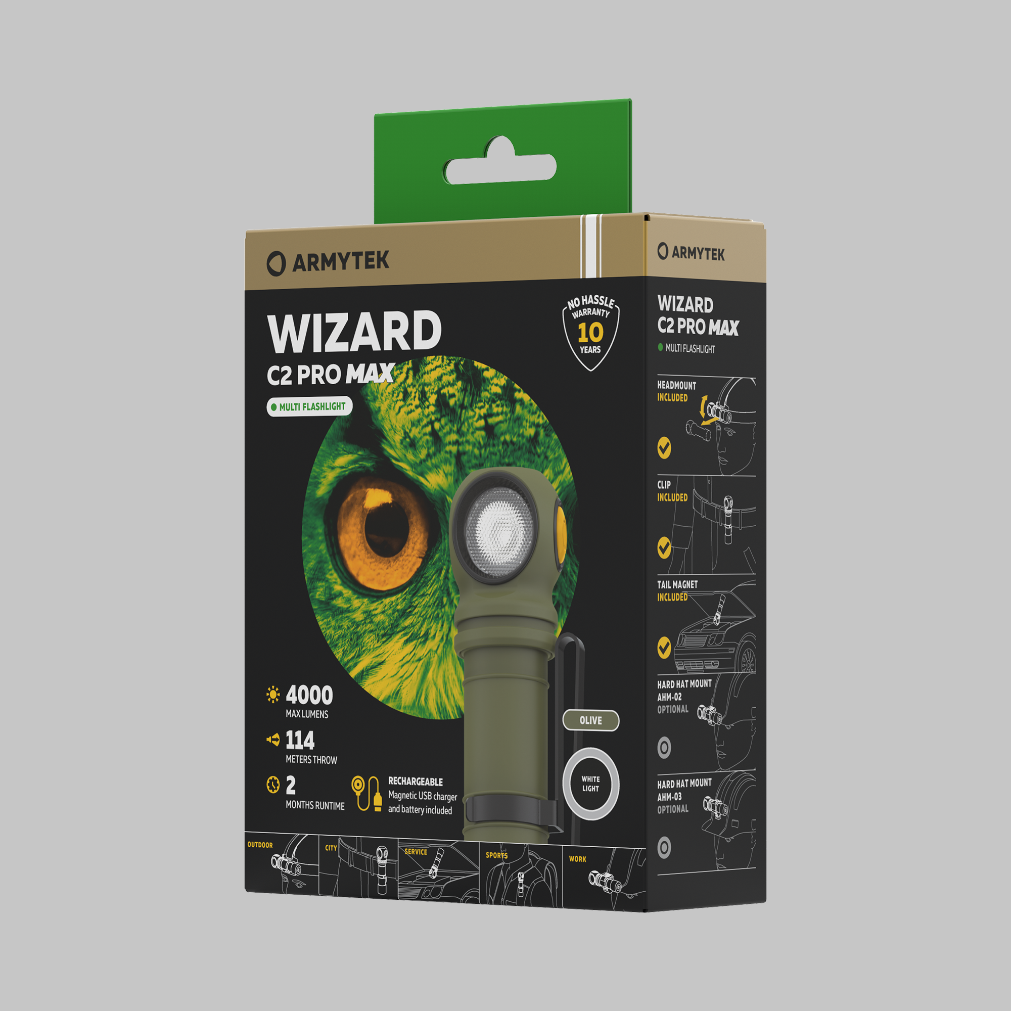 картинка Фонарь налобный Armytek Wizard C2 Pro Max White (Olive)