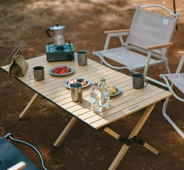 картинка Стол туристический Naturehike складной, 115х60х44 см,с Х-образными ножками, бежевый