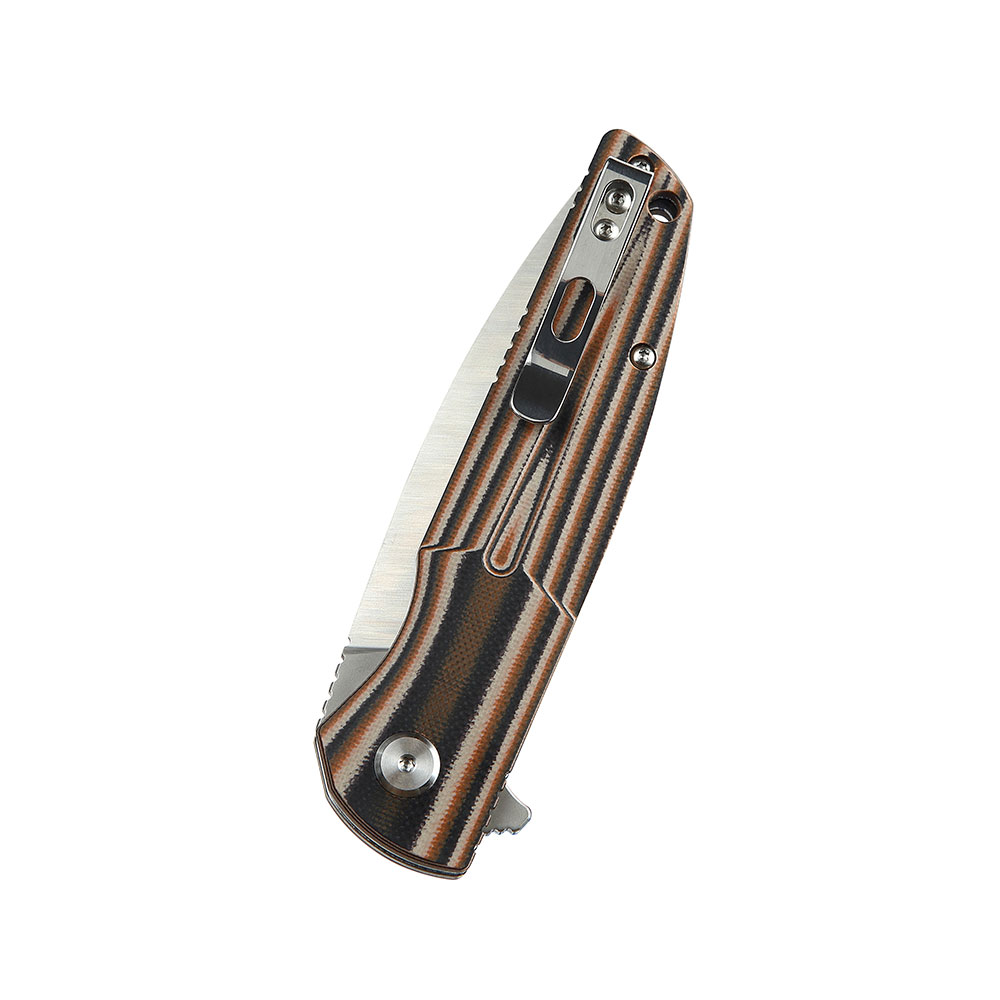 картинка Нож Bestech Fin сталь 14C28N, рукоять G10 черно-оранжевая-бежевая
