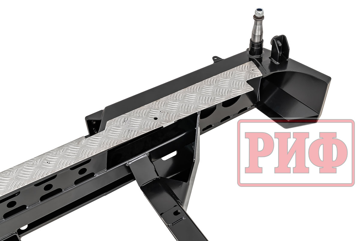 картинка Бампер задний РИФ ГАЗ Соболь с квадратом под фаркоп и калиткой (слева), лифт 50 мм