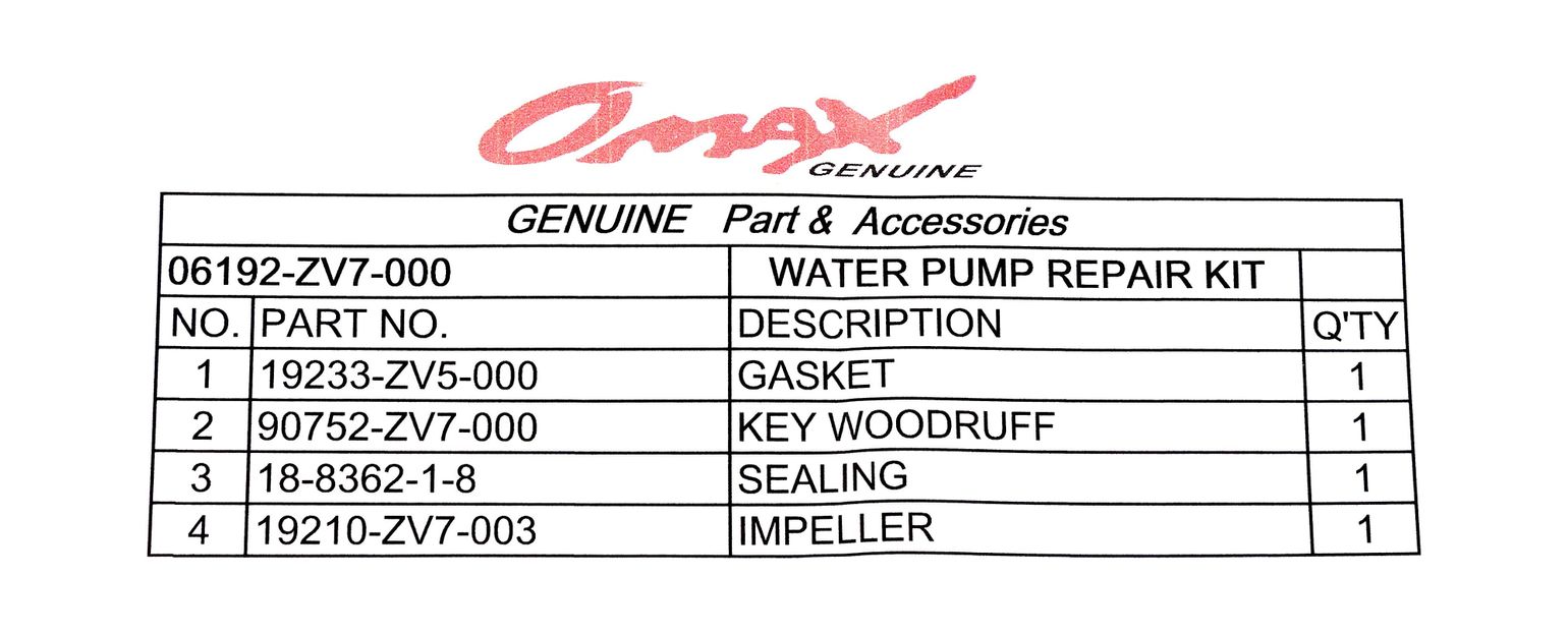 картинка Ремкомплект помпы Honda BF25A-30A/BF25D-30D, Omax