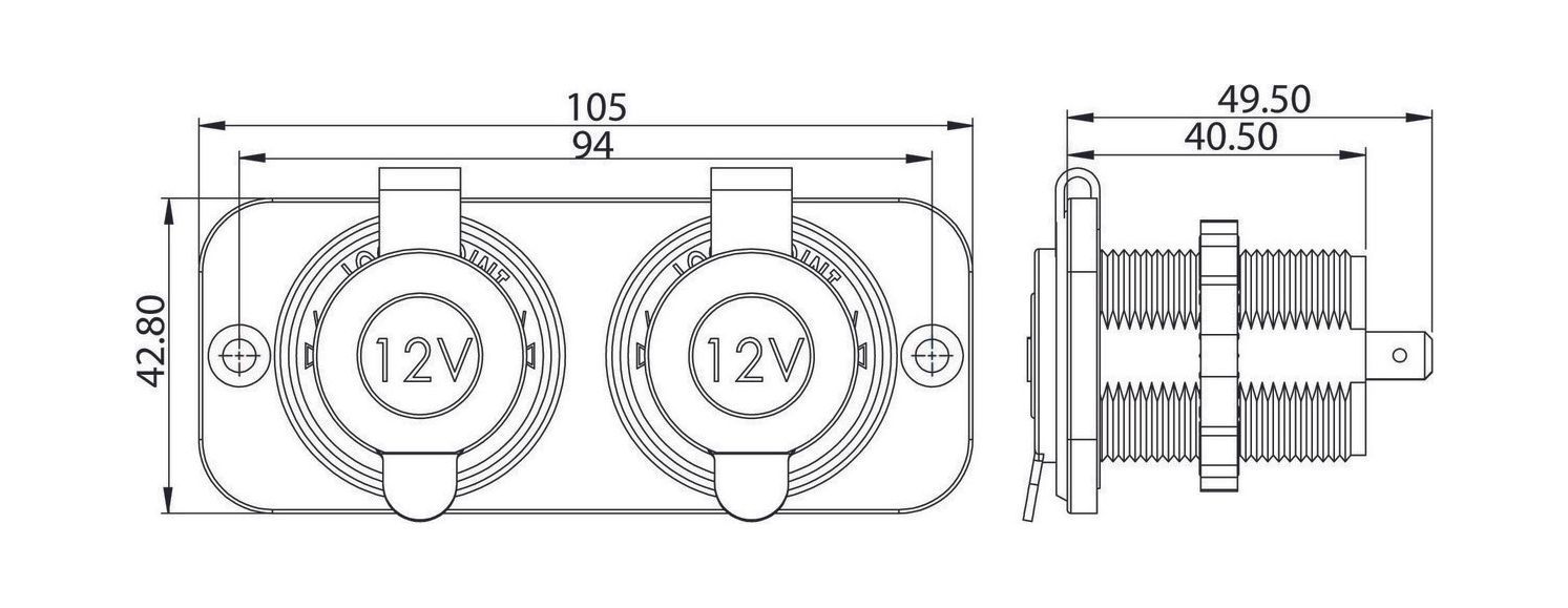 картинка Панель с двумя разъёмами прикуривателя, белая