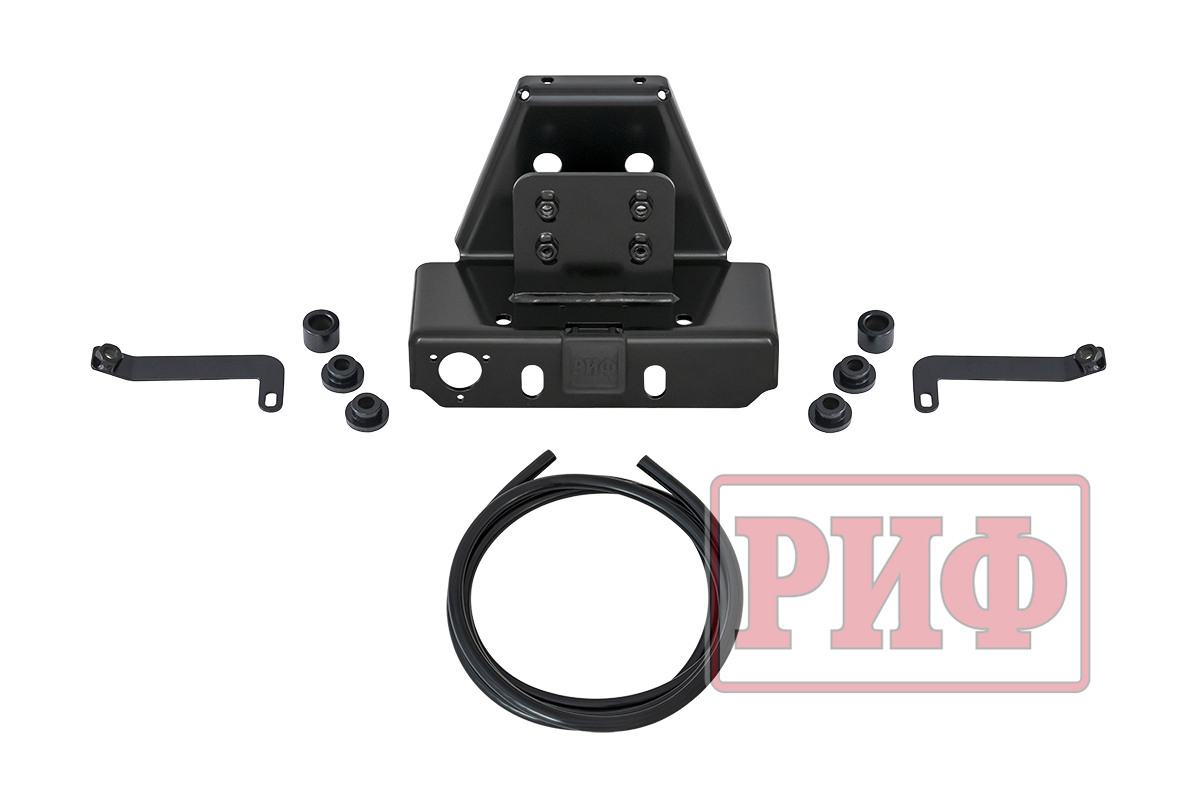 картинка Бампер задний РИФ Toyota Land Cruiser 200 2013-2015 с квадратом под фаркоп, калиткой, фонарями, подс