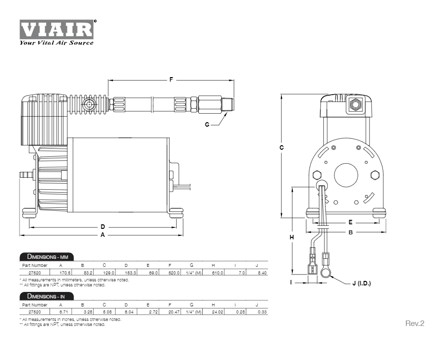 картинка Пневмосистема VIAIR к-т 275С Ресивер 8 л