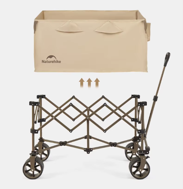 картинка Тележка туристическая Naturehike Rubiks Cube 100х65,5х108 см, 190 л, бежевая
