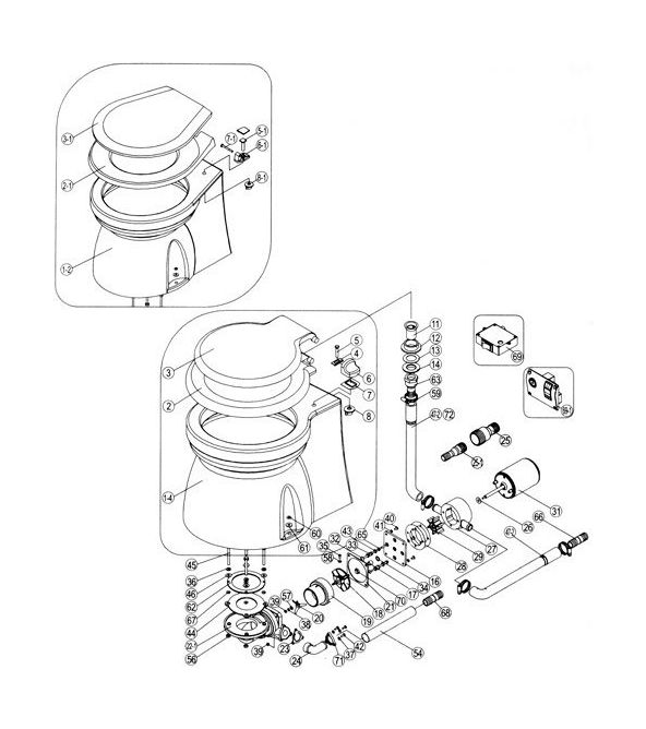 картинка Унитаз с электрической помпой 12 В
