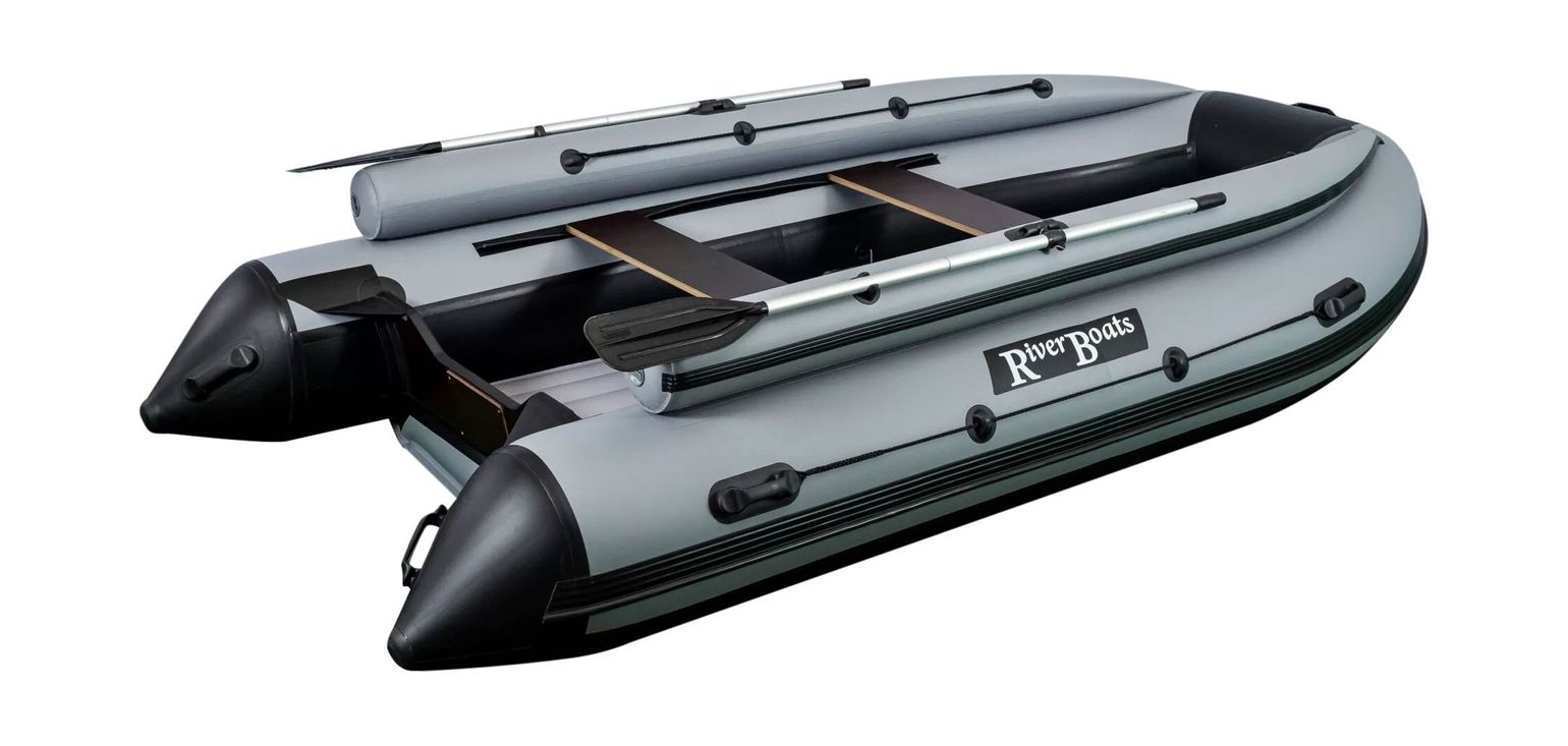 картинка Надувная лодка ПВХ, RiverBoats RB 410 НДНД, ф/б, черно-серый