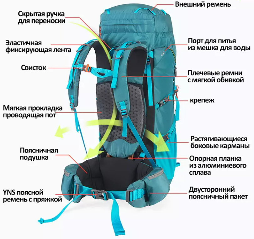 картинка Рюкзак туристический Naturehike 45L, черный