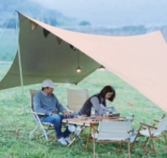 картинка Тент кемпинговый 520х450, ткань, алюминиевые стойки, цвет песочный