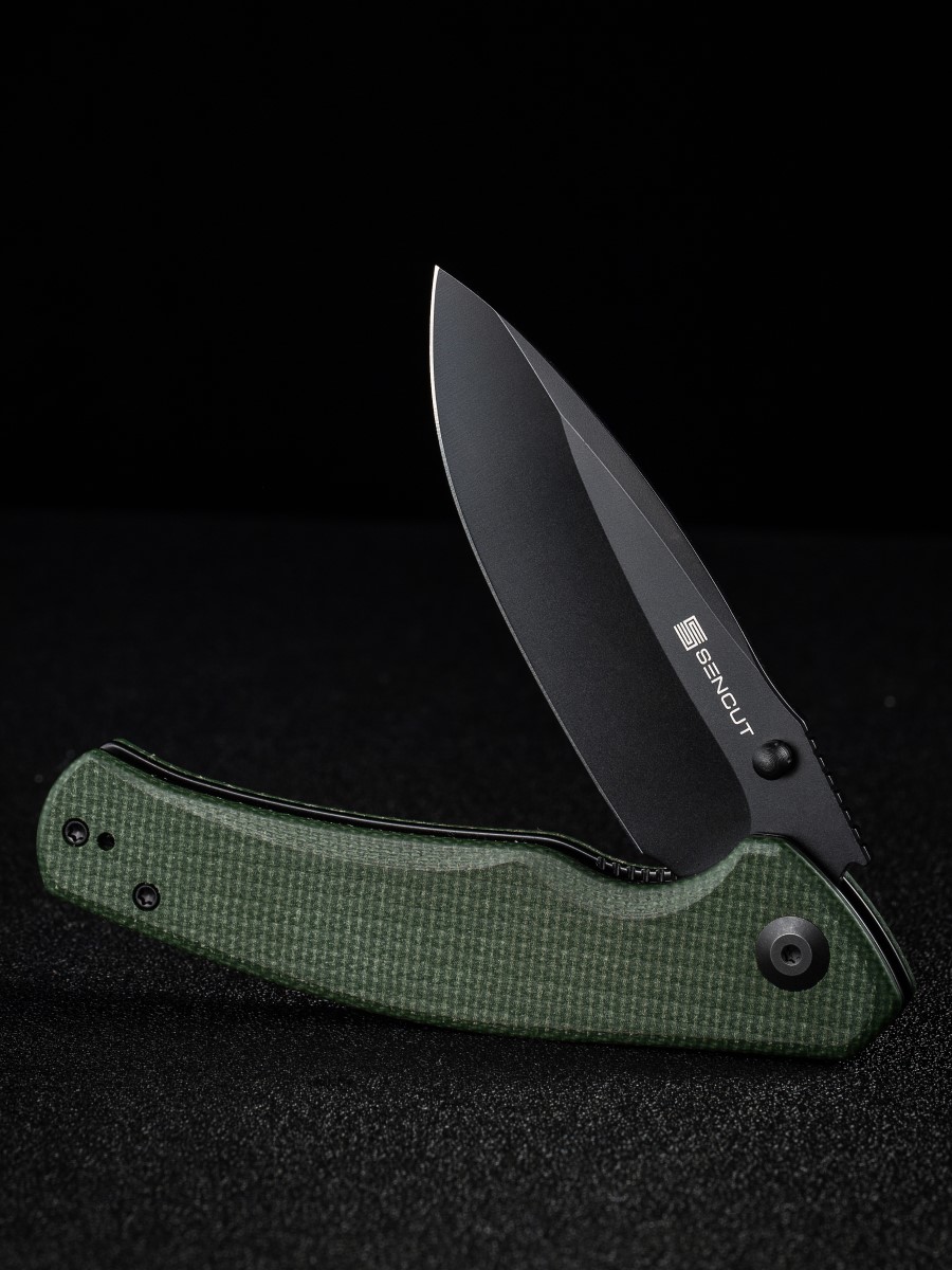 картинка Складной нож SENCUT Slashkin D2 Steel Black Handle Green Canvas Micarta