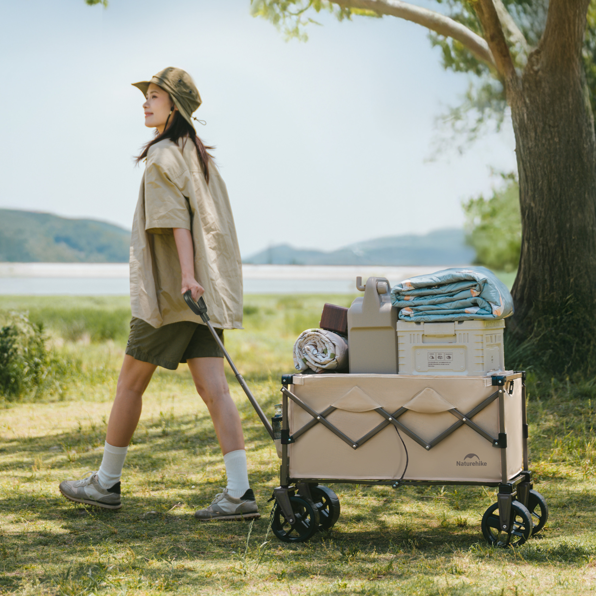 картинка Тележка туристическая Naturehike Light 88х46х93 см, 100 л, коричневая