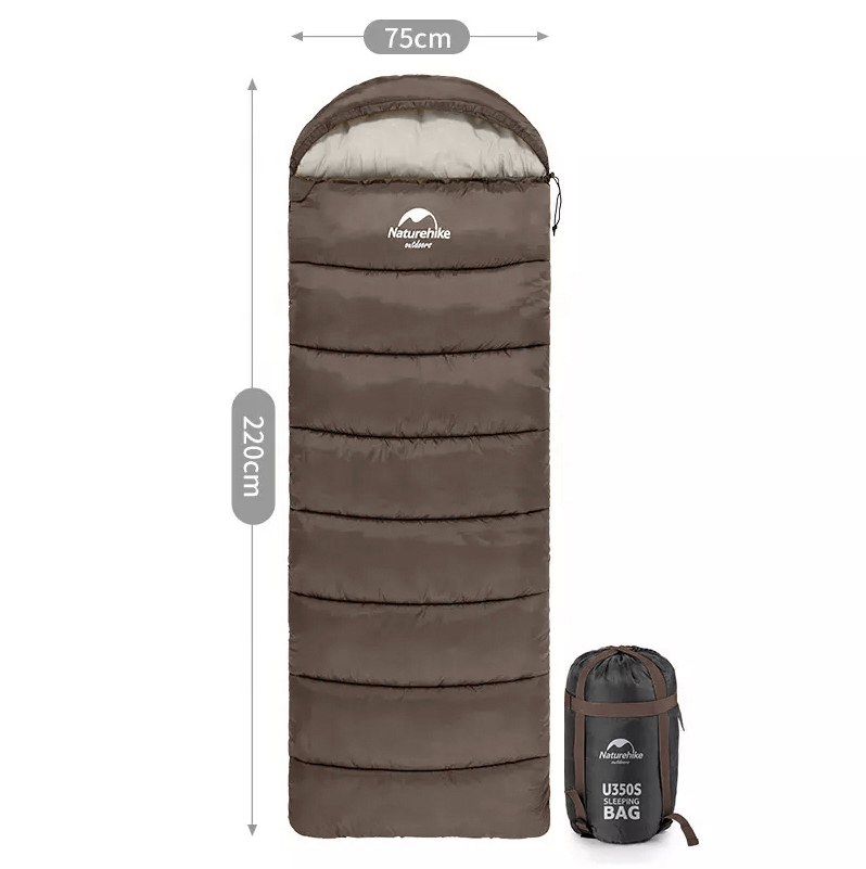 картинка Мешок спальный Naturehike U350S, (190+30)х75 см, (ТК: -3C), (правый), коричневый