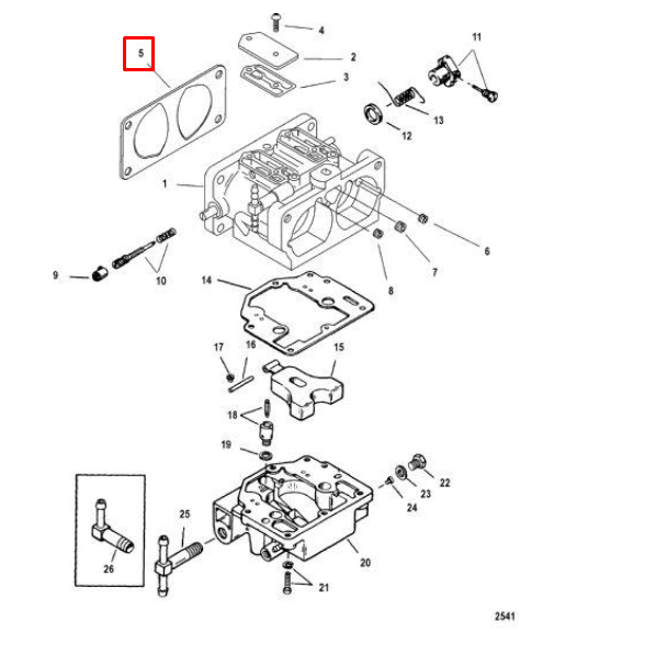 картинка Прокладка карбюратора паронитовая MERCURY 135-225 (Quicksilver)