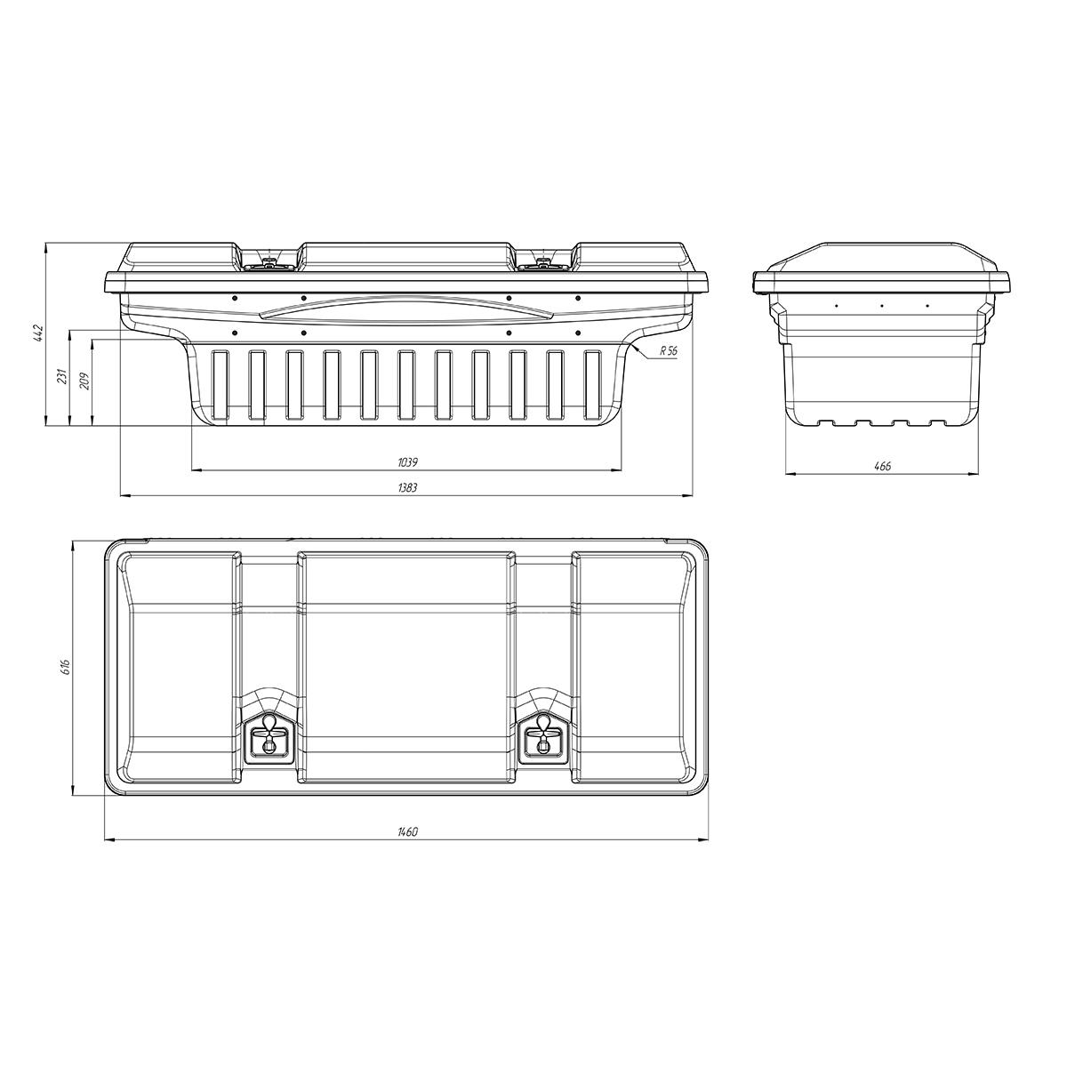 картинка Ящик в кузов пикапа MaxBox PRO закабинный (одна крышка)