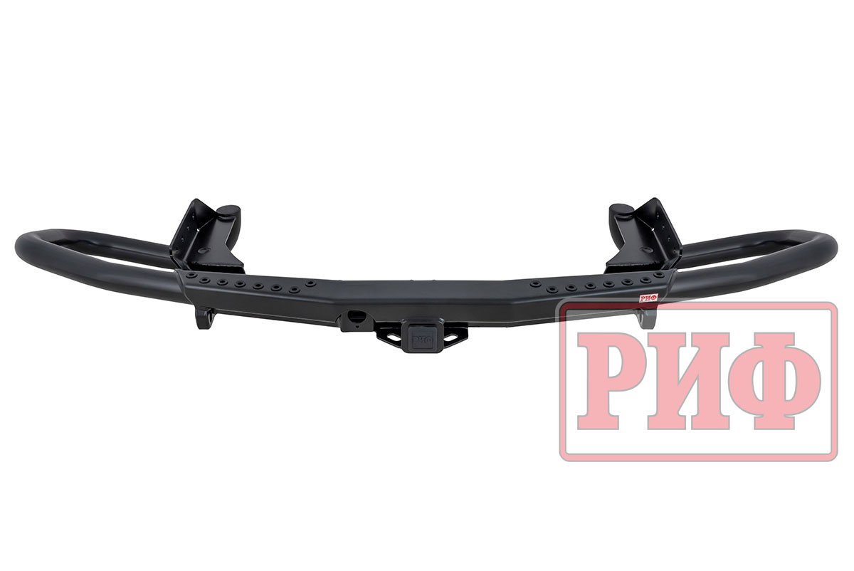 картинка Бампер задний силовой/защита штатного бампера РИФ Nissan Patrol Y62 c квадратом под фаркоп