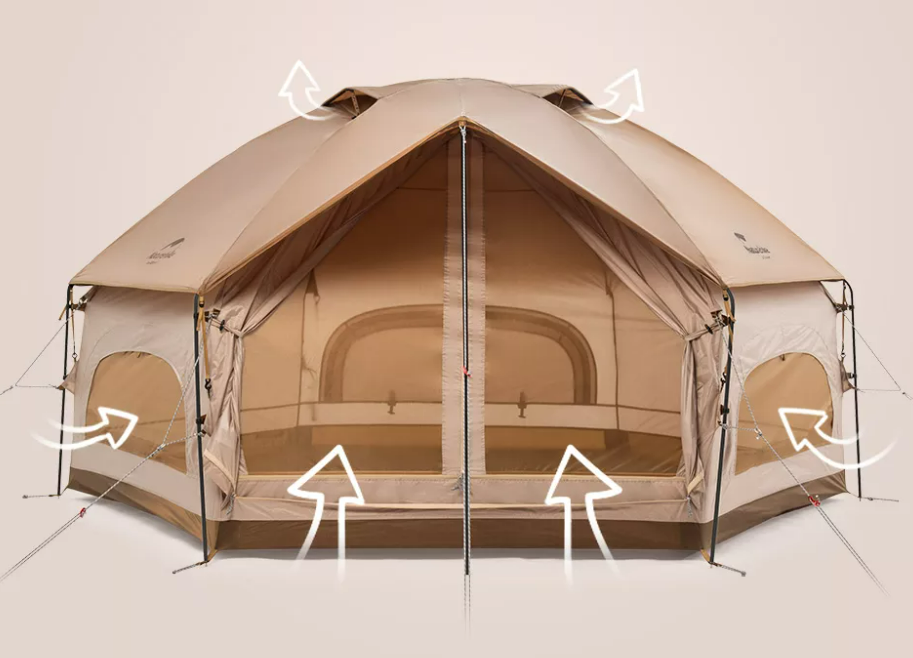 картинка Палатка Naturehike Hexagon шестиугольная 4-местная, алюминиевый каркас, песочный