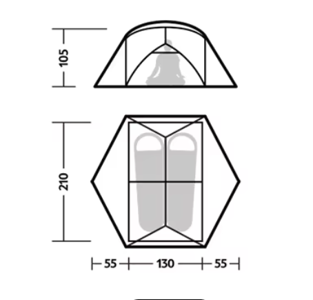 картинка Палатка Naturehike Mongar UL 2-местная, алюминиевый каркас, сверхлегкая, серая