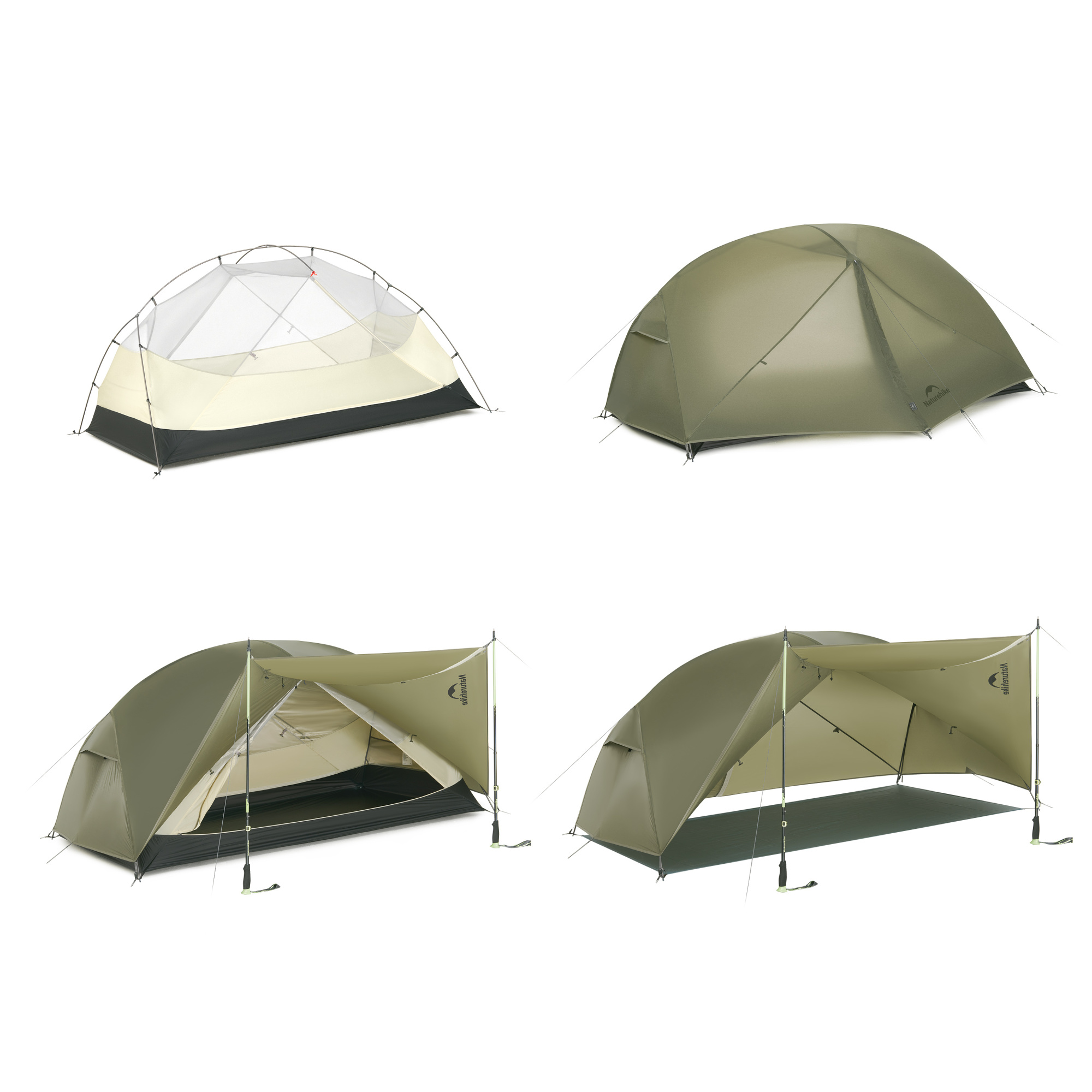 Палатка Naturehike Mongar PRO 1-местная, алюминиевый каркас, олива (зеленая)