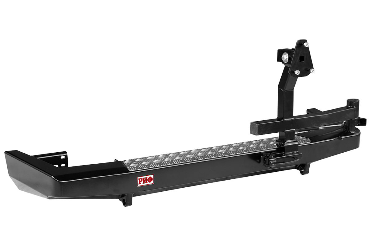 картинка Бампер задний РИФ УАЗ Патриот 2015+ с калиткой, без квадрата под  фаркоп, лифт 65 мм