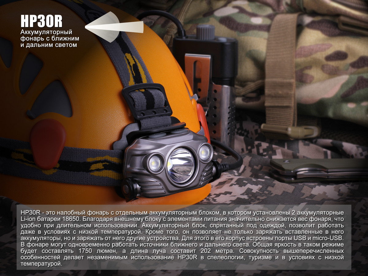 картинка Налобный фонарь Fenix HP30R серый