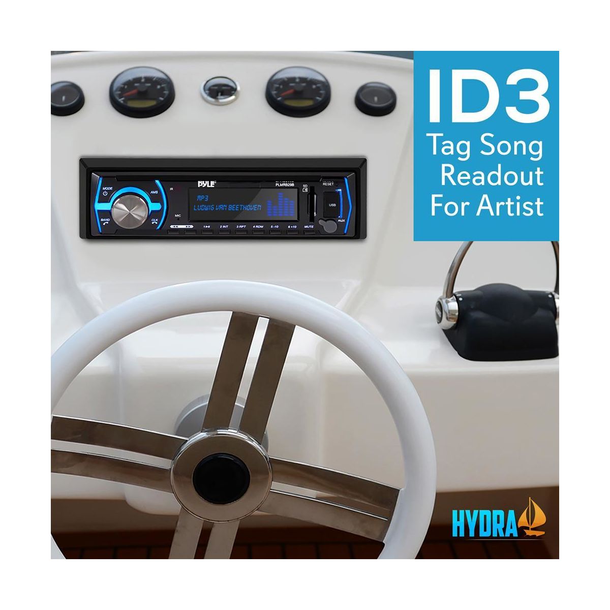 картинка Морская магнитола 1DIN PYLE PLMRB29B